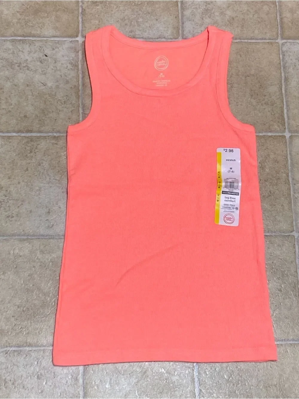 Wonder Nation Coral Heathered Active Top - No Visible Brand Size M (7-8)